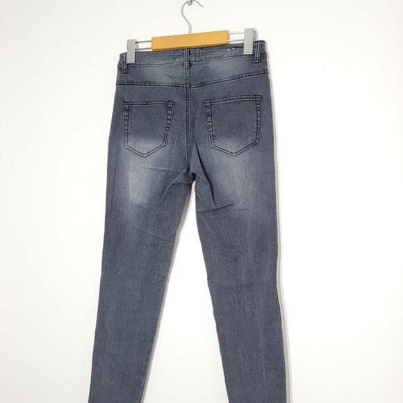 Eighty Two Charcoal Classic Snakeskin Trim "Shortie" Skinny Jeans Size 3 - Picture 8 of 11